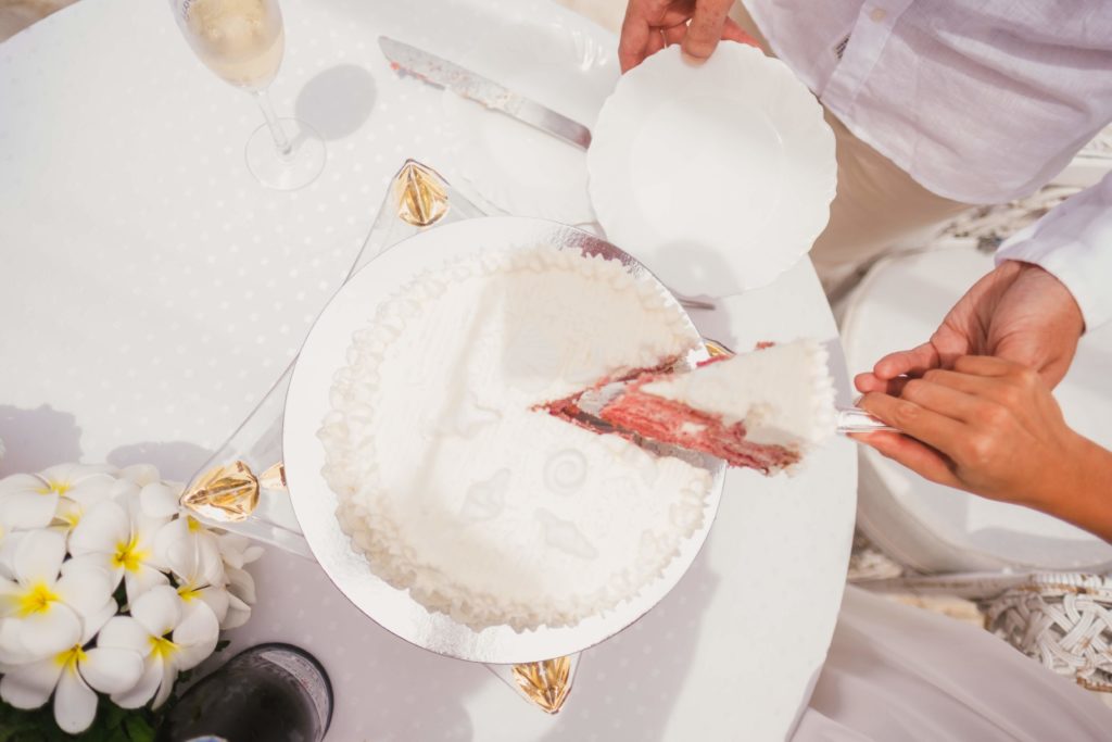 Hochzeit auf den Seychellen Kuchen
